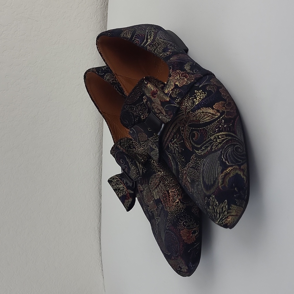 Embassy London Bow Tapestry Loafer Shoes Size 41